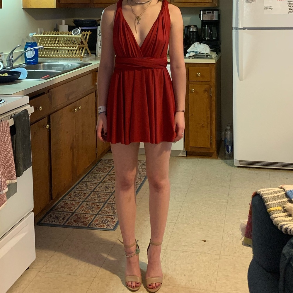 Red mini convertible dress